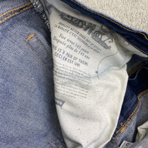 Levi's 505 Straight Fit Jeans Mens 38x32 (Fits 38x31) Medium Denim Blue - Picture 7 of 11